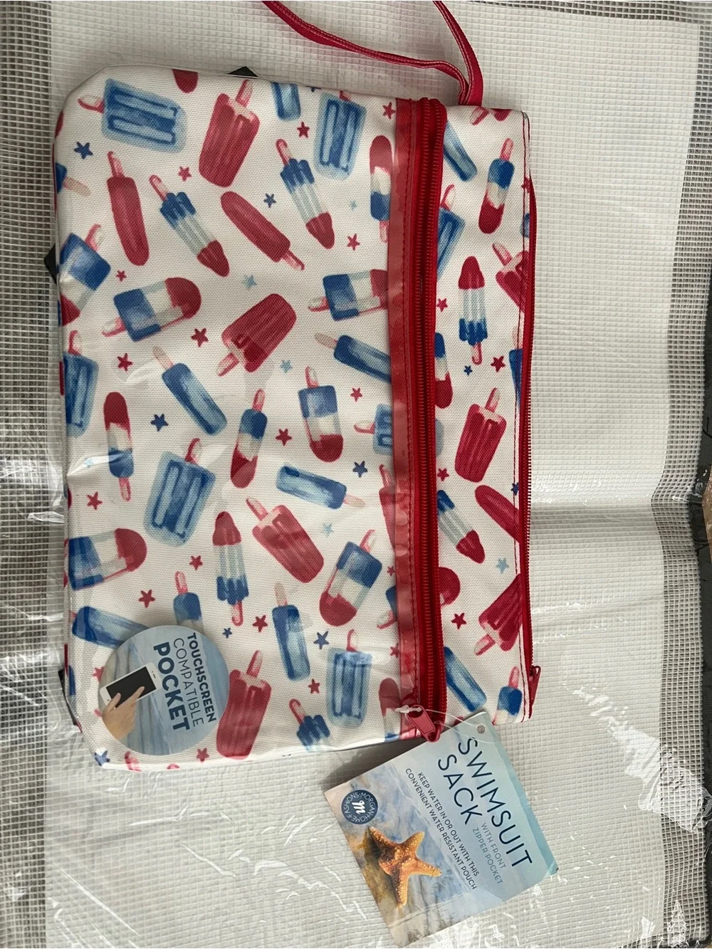 Swimsuits For All Kids Swim Sack in Pink & Blue Star Pattern water resistant